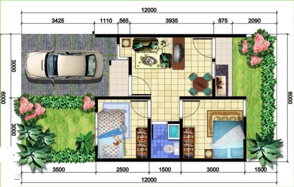 Desain Rumah Sederhana 2 Kamar