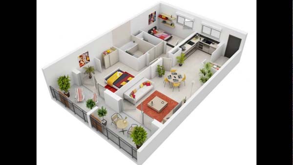 Denah 3D Rumah Minimalis