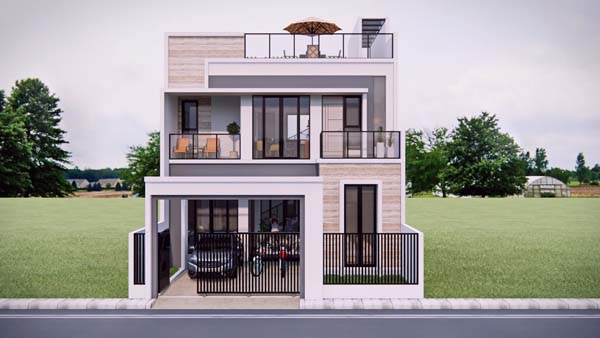 Desain Rumah 3 Lantai dengan Rooftop