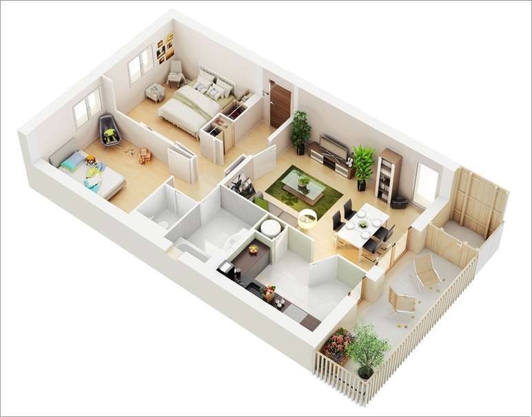 Desain Denah Rumah Ukuran 6x8 2 Kamar (3)