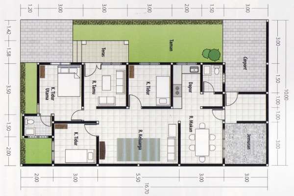 Denah Rumah 7x12 Kamar 3_ Desain Ideal untuk Keluarga Kecil