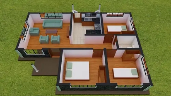 Menata Ruang dalam Rumah Bentuk L 3 Kamar