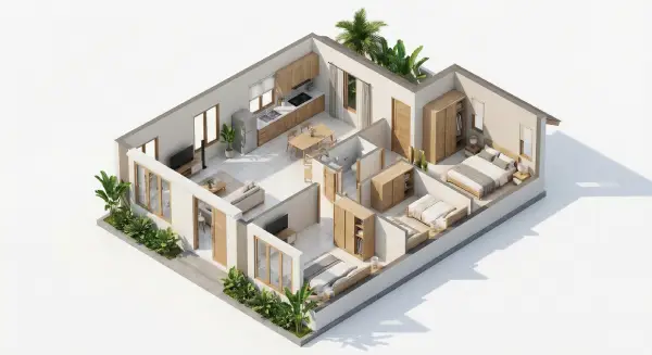 Gambar dan Denah Rumah 3 Kamar Ukuran 7x9_ Detail Ukuran Ruang