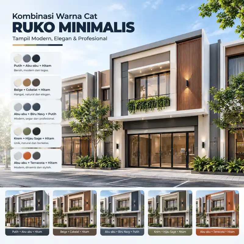 kombinasi warna cat ruko minimalis modern
